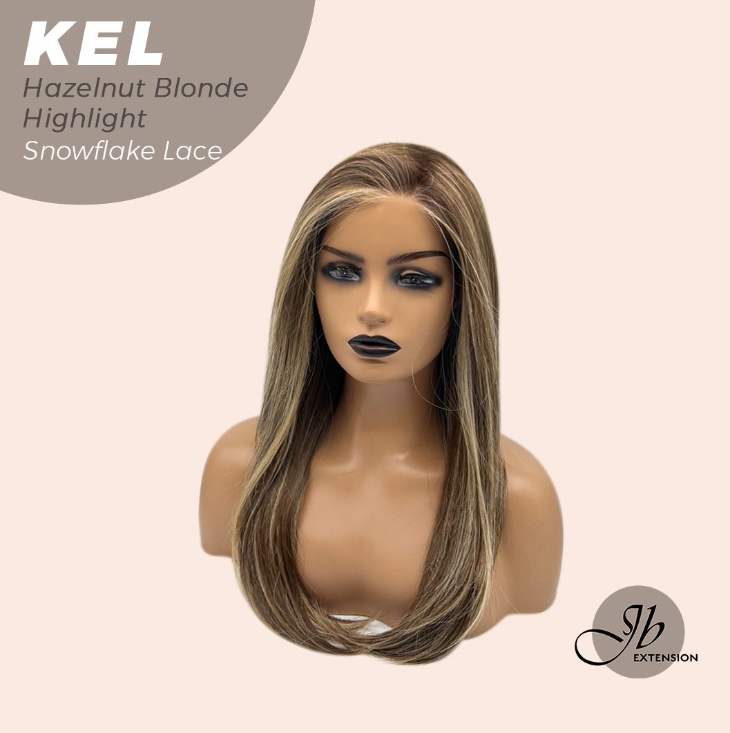 [PRE-ORDER] JBEXTENSION 22 Inches Hazelnut Blonde Highlight Pre-Cut Snowflake Lace Frontlace Glueless Wig KEL HAZELNUT【PERMATEASE】【BENDY EAR TABS】