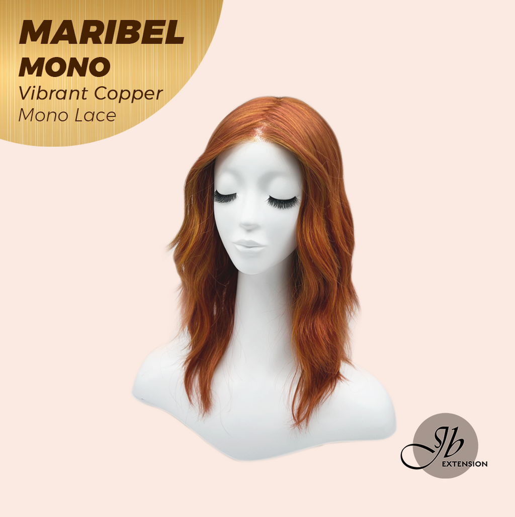 JBEXTENSION MARIBEL MONO VIBRANT COPPER Monofilament Handmade Wig 6X5 Full Monofilament Hand Tied Top Wig 16 Inches Vibrant Copper Wave Mono Lace Wig With Anti-slip Silicone Strips Glueless Wig MARIBEL MONO VIBRANT COPPER【BENDY EAR TABS】