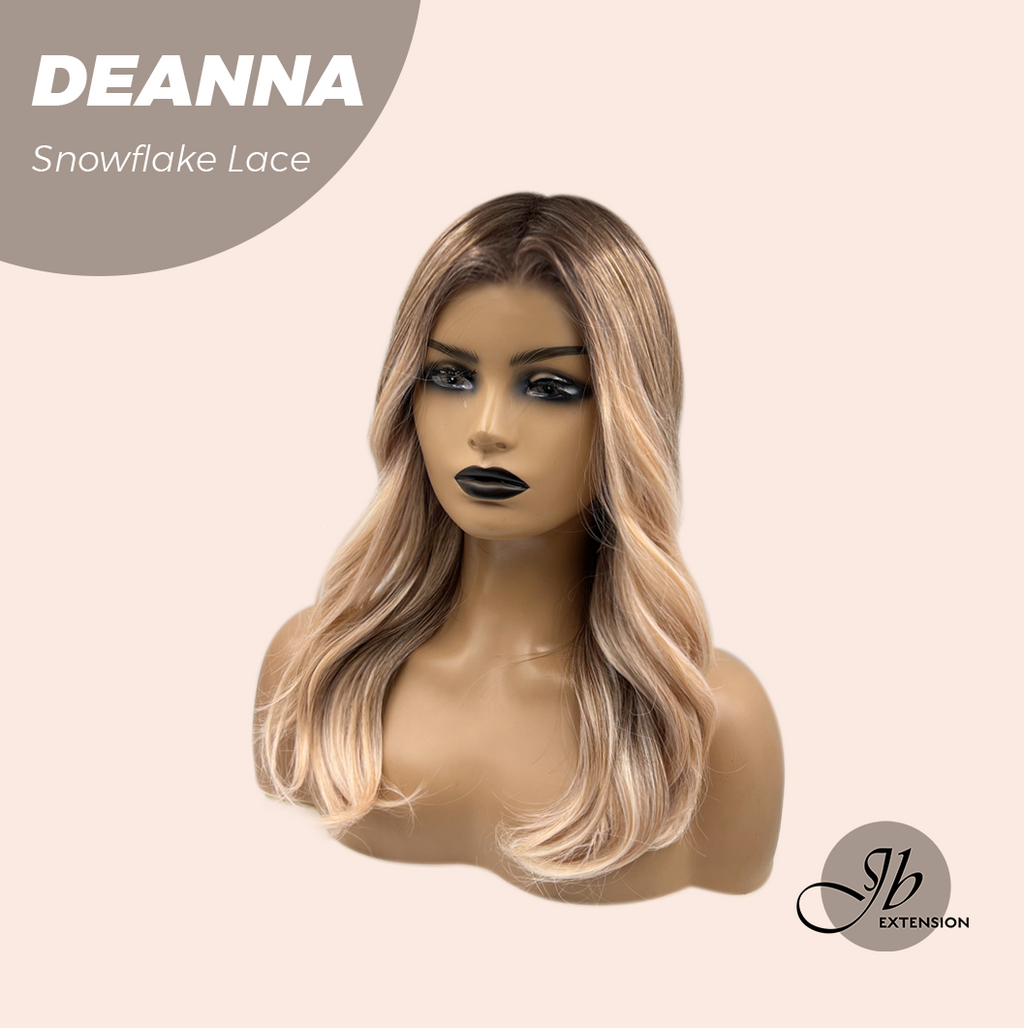 JBEXTENSION 20 Inches Apricot Pre-Cut Snowflake Lace Frontlace Glueless Wig DEANNA SNOWFLAKE【PERMATEASE】【BENDY EAR TABS】