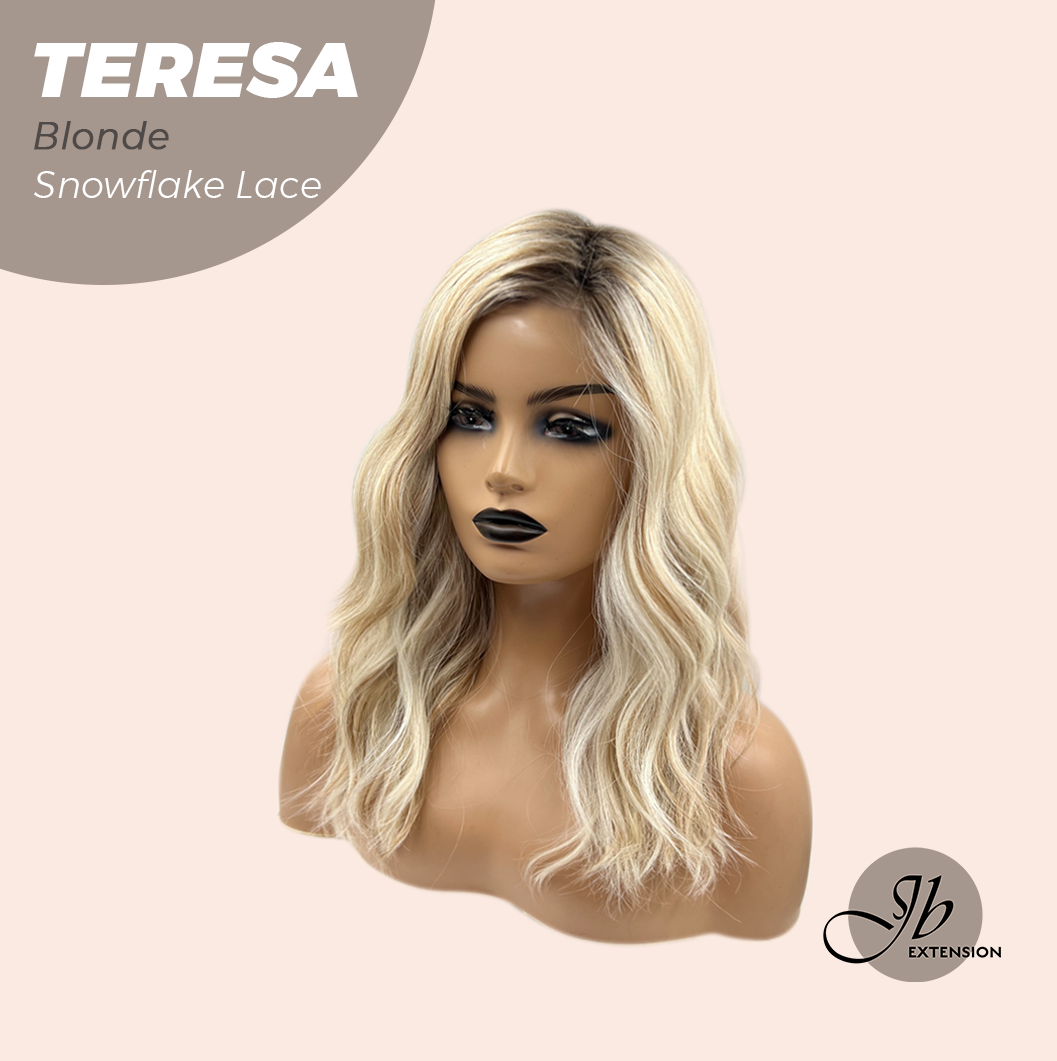 JBEXTENSION 18 Inches Mix Blonde Pre-Cut Snowflake Lace Frontlace Glueless Wig TERESA BLONDE【PERMATEASE】【BENDY EAR TABS】