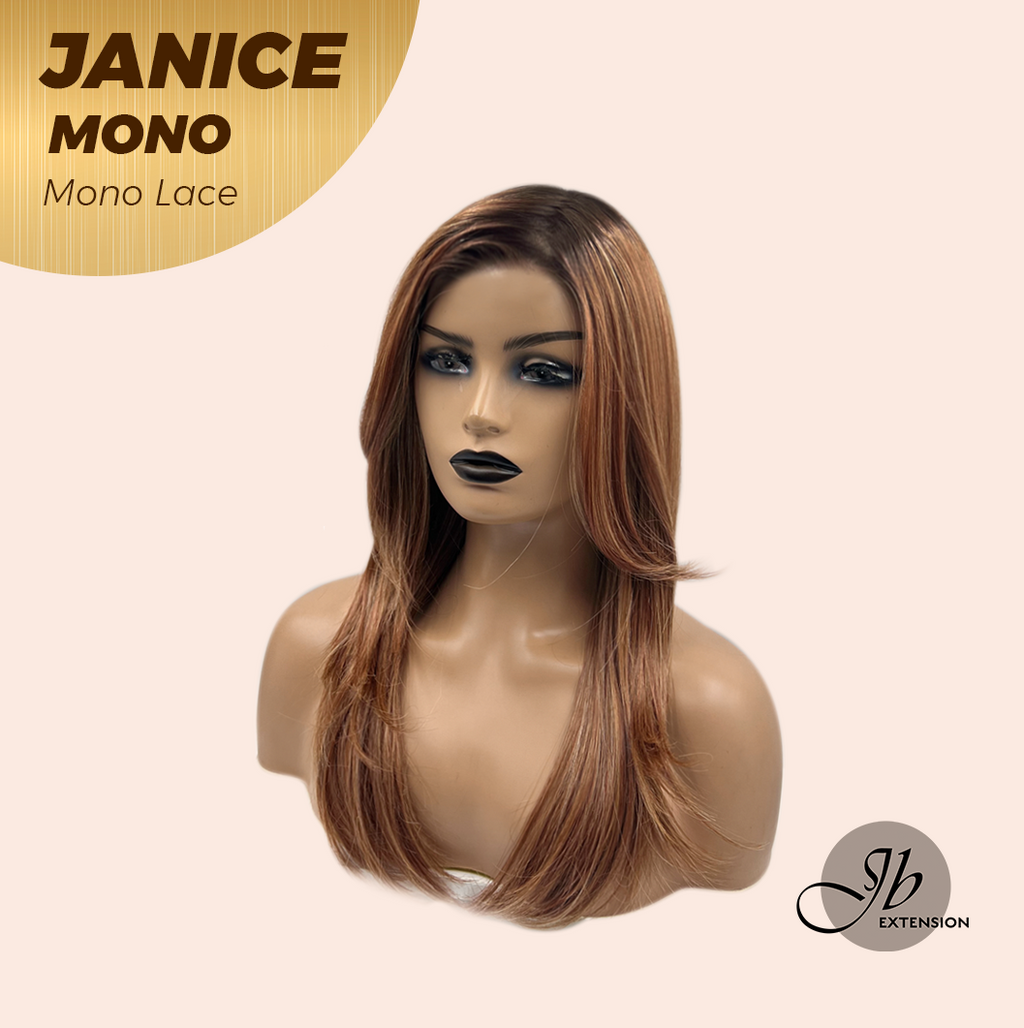 JBEXTENSION JANICE MONO Monofilament Handmade Wig 6X5 Full Monofilament Hand Tied Top Wig 20 Inches Copper Mono Lace Wig With Anti-slip Silicone Strips Glueless Wig JANICE MONO【BENDY EAR TABS】