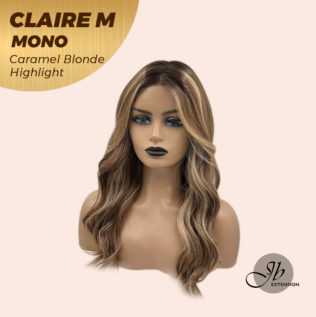 HOT OF SEASON - JBEXTENSION CLAIRE MONO CARAMEL BLONDE HIGHLIGHT Partial Monofilament Wig 22 Inches Caramel Blonde Highlight Partial Mono Lace Glueless Wig CLAIRE MONO CARAMEL BLONDE HIGHLIGHT【BENDY EAR TABS】