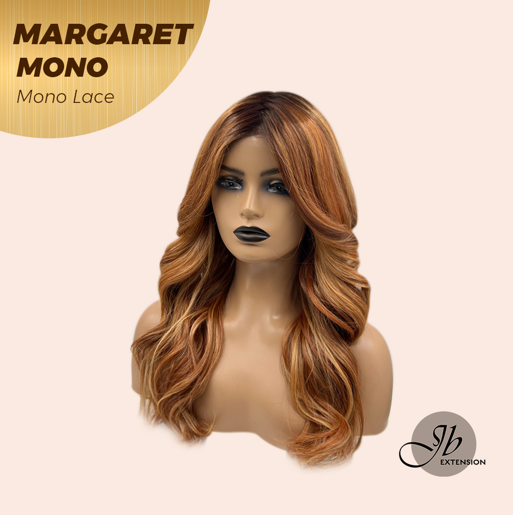JBEXTENSION MARGARET MONO Monofilament Handmade Wig 6X5 Full Monofilament Hand Tied Top Wig 20 Inches Light Copper Mono Lace Handmade Futura Fiber Wig With Anti-slip Silicone Strips Glueless Wig MARGARET MONO【BENDY EAR TABS】