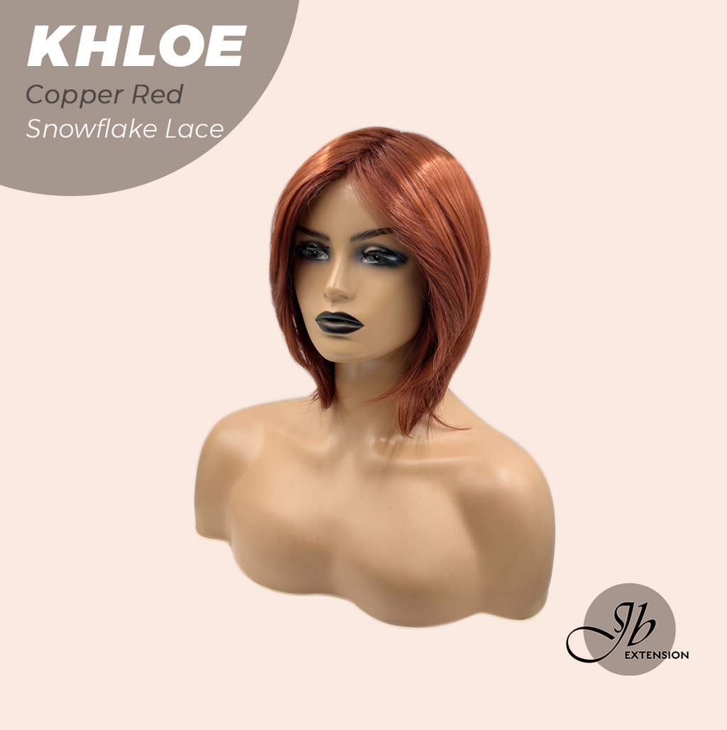 HOT OF SEASON - 12 Inches Bob Cut Copper Red Pre-Cut Snowflake Lace Frontlace Glueless Wig KHLOE COPPER RED【PERMATEASE】【BENDY EAR TABS】