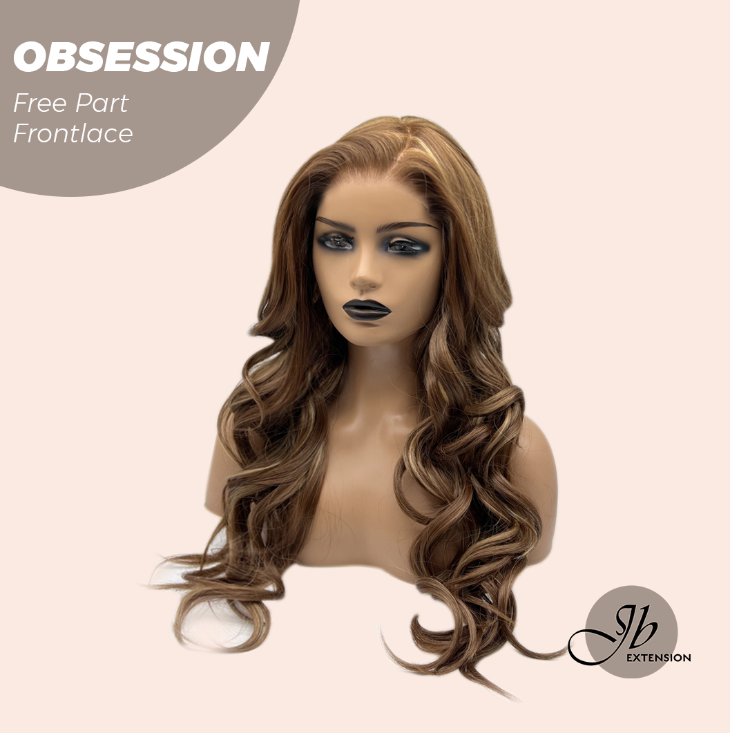 Nichole's Selection - 24 Inches Brown With Highlight Wave 13X6 Pre-Cut Free Part Frontlace Glueless Wig OBSESSION