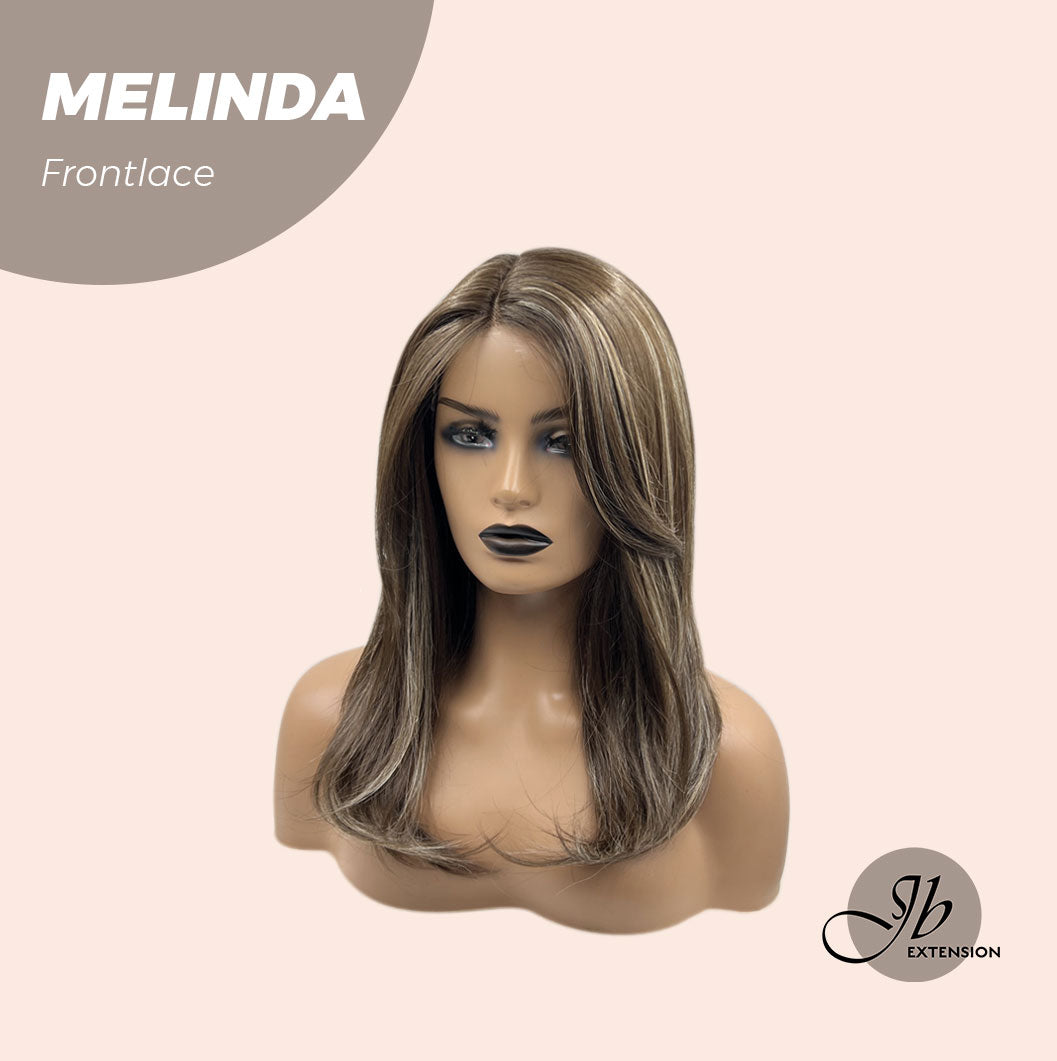 Nichole's Selection -  18 Inches Brown With Highlight Pre-Cut Frontlace Glueless Side Part Wig MELINDA