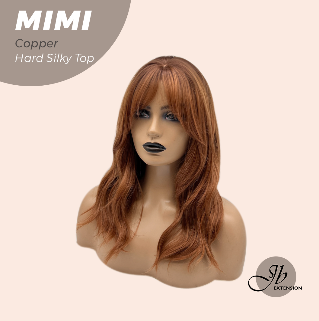 HOT OF SEASON - 16 Inches Scalpiana 3.5X4 Hard Silky Top Natural Scalp Effect Copper Body Wave Wig With Bangs Wig MIMI SILK TOP COPPER