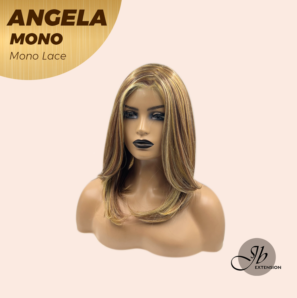JBEXTENSION ANGELA MONO Monofilament Handmade Wig 6X5 Full Monofilament Hand Tied Top Wig 16 Inches Crème Caramel Mono Lace Wig With Anti-slip Silicone Strips Glueless Wig ANGELA MONO【BENDY EAR TABS】