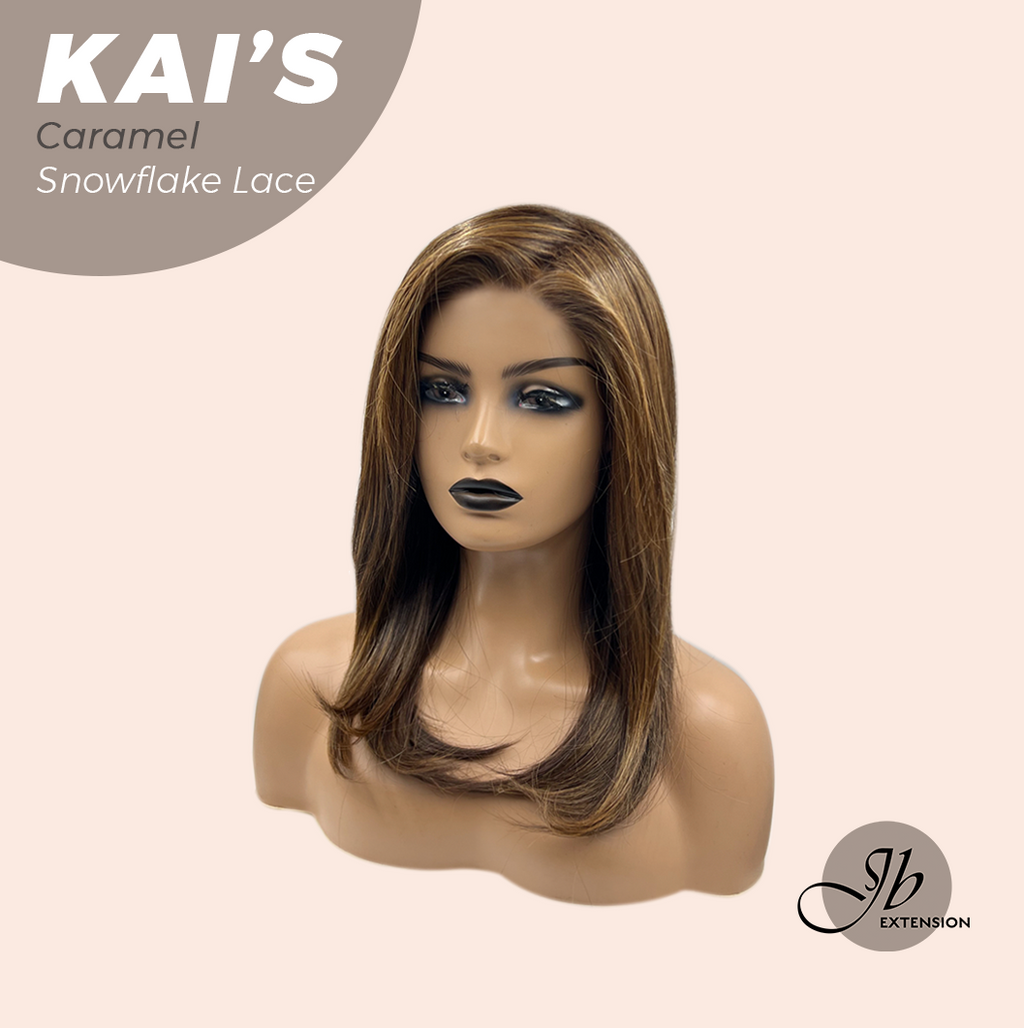 JBEXTENSION 18 Inches Caramel Pre-Cut Snowflake Lace Frontlace Glueless Wig KAI'S CARAMEL【PERMATEASE】【BENDY EAR TABS】