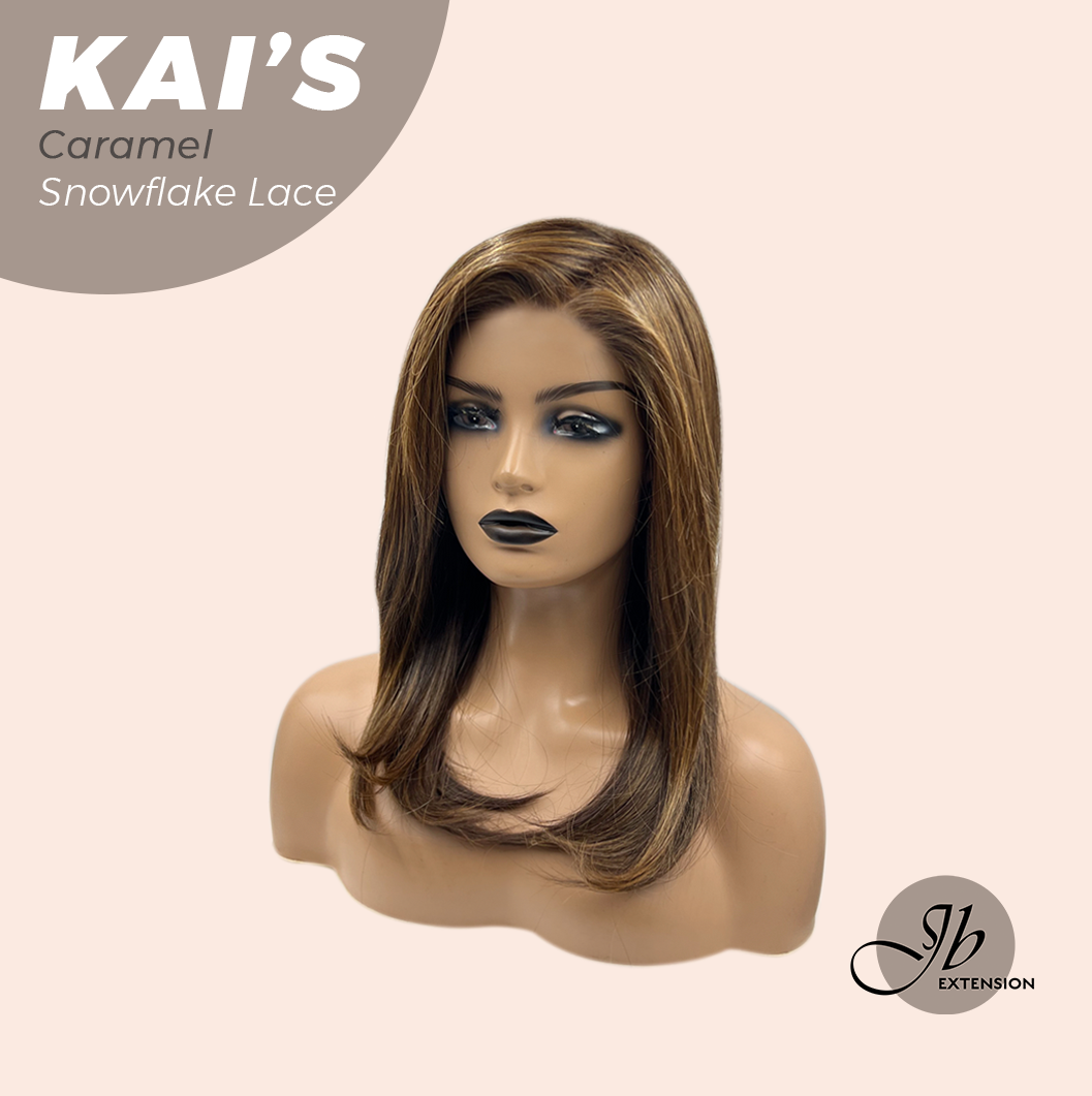 JBEXTENSION 18 Inches Caramel Pre-Cut Snowflake Lace Frontlace Glueless Wig KAI'S CARAMEL【PERMATEASE】【BENDY EAR TABS】