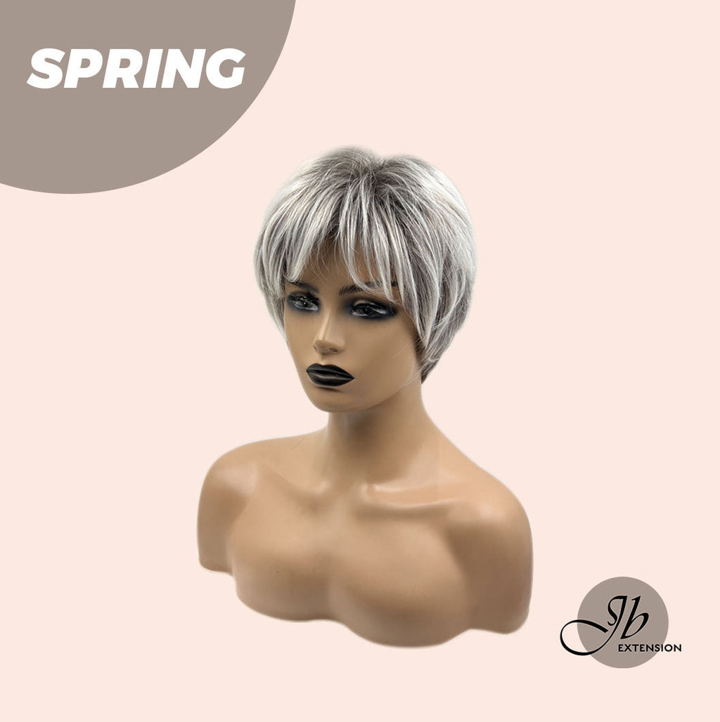 Rachel's Pick-Get Pixie Cut Silver Half Real Human Hair Half Futura Fiber Fashion Women Wig SPRING