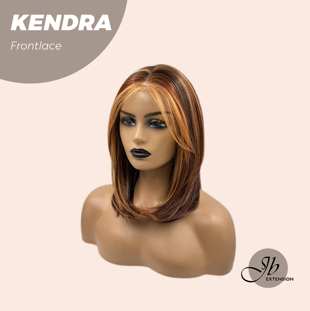 JBEXTENSION 16 Inches Auburn Highlight Pre-Cut Frontlace Glueless Wig KENDRA