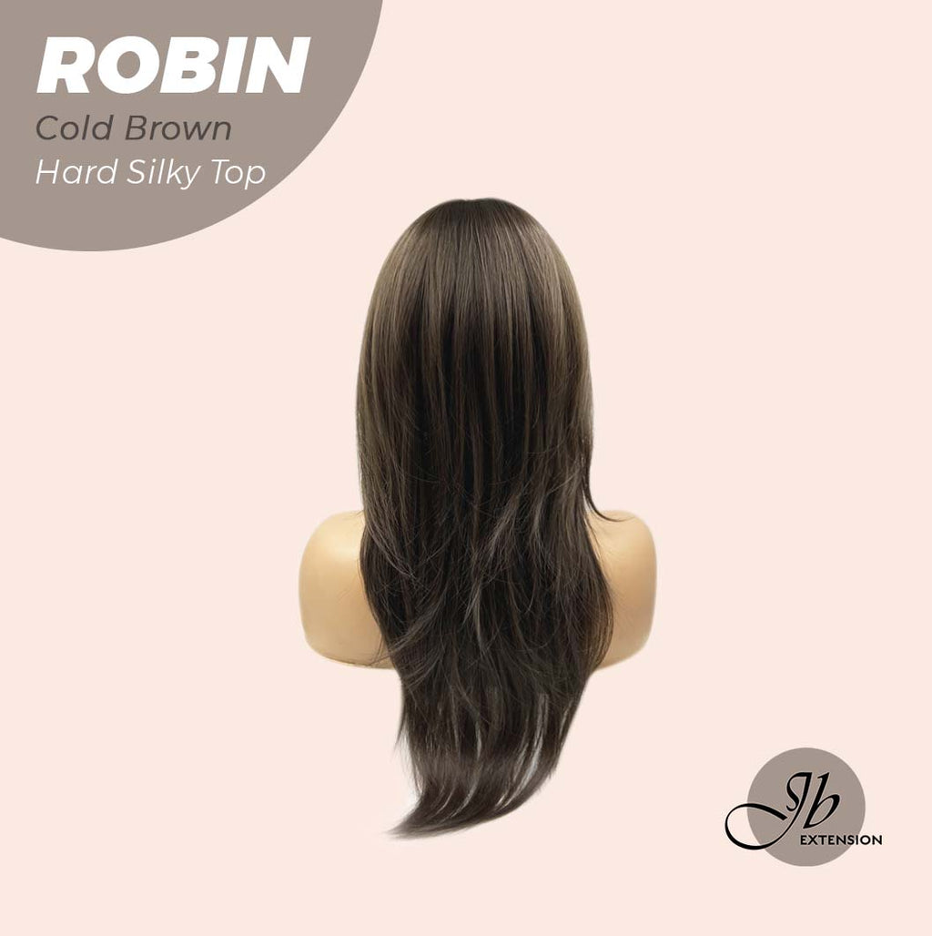 JBEXTENSION 22 Inches  Scalpiana Cold Brown Wolf Cut 3.5X4 Hard Silky Top Natural Scalp Effect Wig ROBIN COLD BROWN
