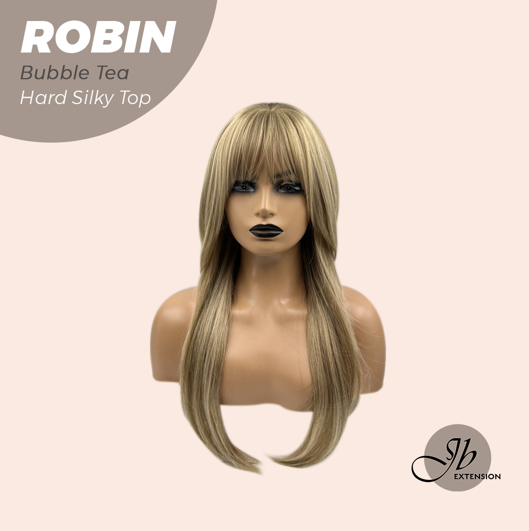 JBEXTENSION 22 Inches Scalpiana Bubble Tea Wolf Cut 3.5X4 Hard Silky Top Natural Scalp Effect Wig ROBIN BUBBLE TEA