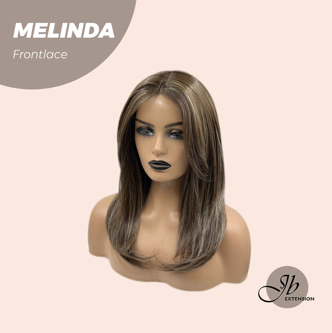 Nichole's Selection -  18 Inches Brown With Highlight Pre-Cut Frontlace Glueless Side Part Wig MELINDA