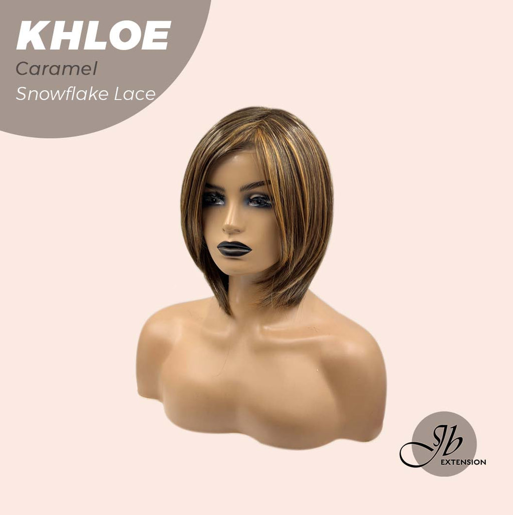 Nichole's Selection - 12 Inches Bob Cut Caramel Pre-Cut Snowflake Lace Frontlace Glueless Wig KHLOE LACE【PERMATEASE】【BENDY EAR TABS】