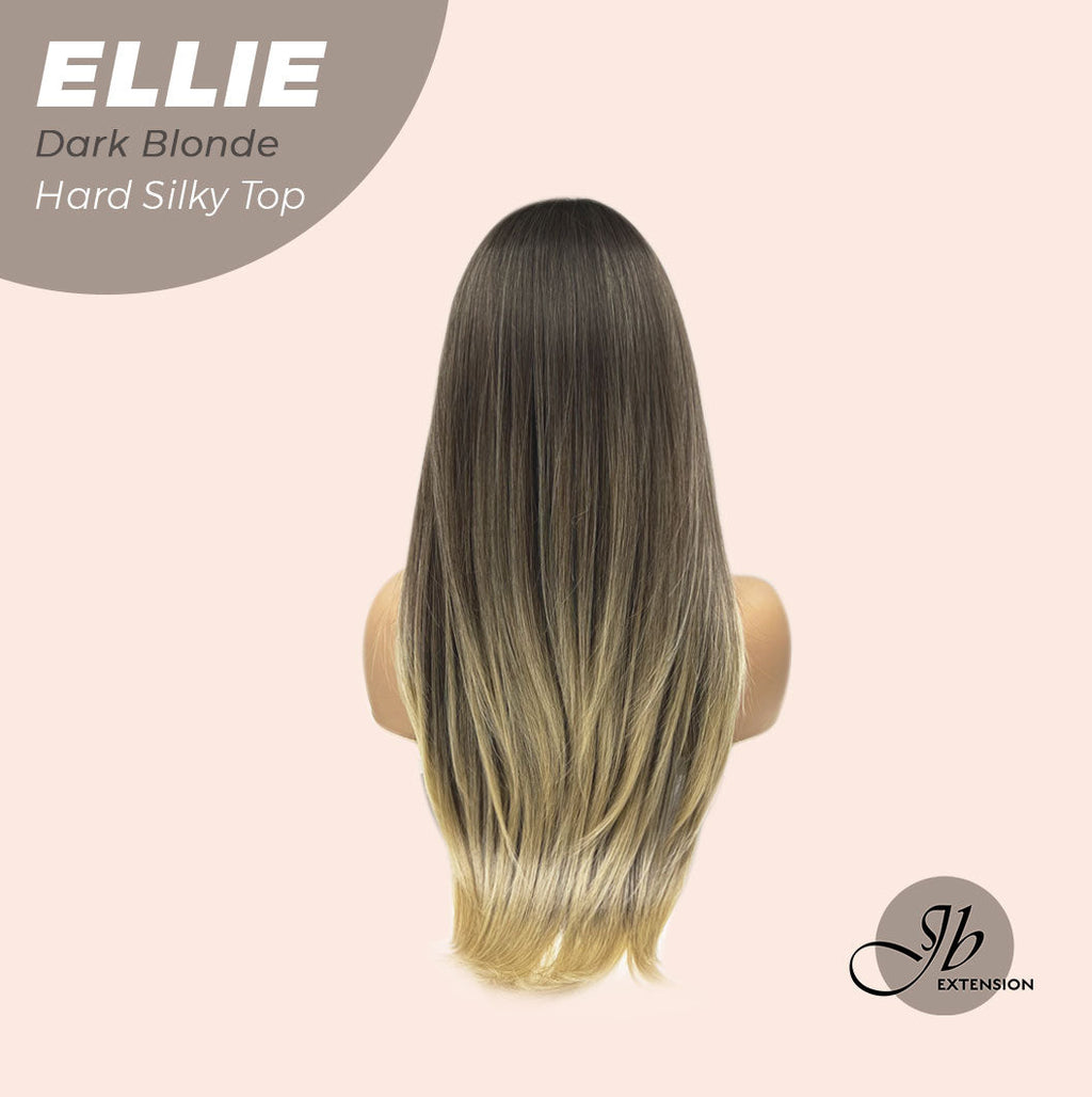 JBEXTENSION 26 Inches Scalpiana Dark Blonde Wolf Cut 3.5X4 Hard Silky Top Natural Scalp Effect Wig With Bangs ELLIE DARK BLONDE Silk Top