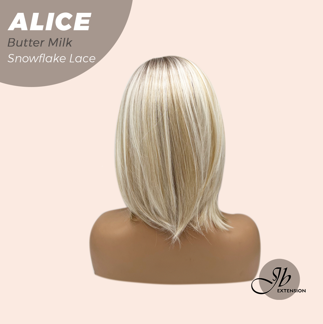 JBEXTENSION 12 Inches Butter Milk Pre-Cut Side Part Snowflake Lace Frontlace Glueless Wig ALICE BUTTER MILK【BENDY EAR TABS】- S/M