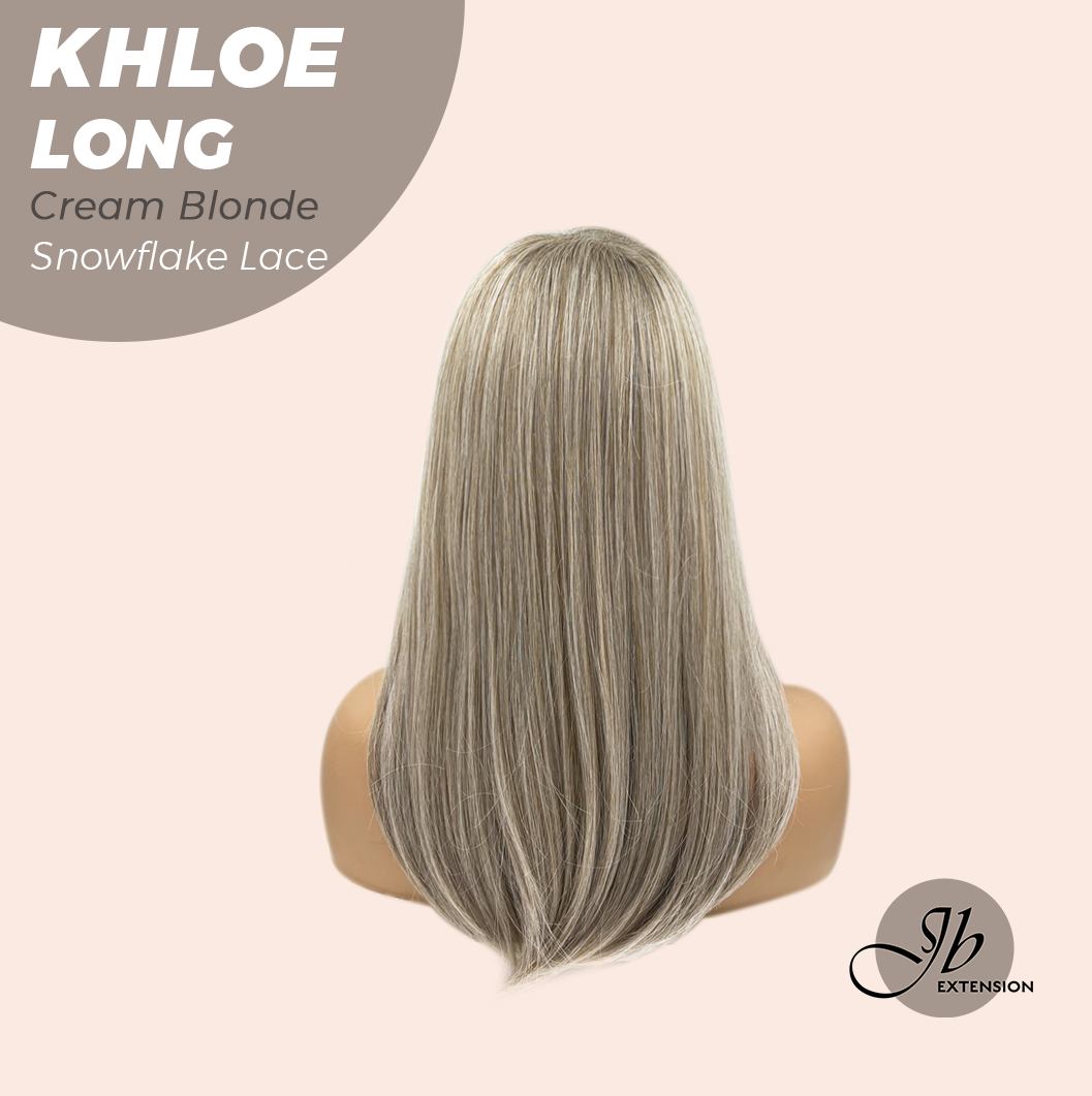 JBEXTENSION 18 Inches Cream Blonde Pre-Cut Snowflake Lace Frontlace Glueless Wig KHLOE LONG CREAM BLONDE【PERMATEASE】【BENDY EAR TABS】