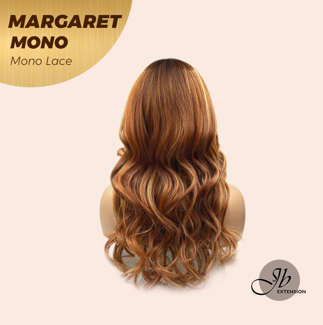 JBEXTENSION MARGARET MONO Monofilament Handmade Wig 6X5 Full Monofilament Hand Tied Top Wig 20 Inches Light Copper Mono Lace Handmade Futura Fiber Wig With Anti-slip Silicone Strips Glueless Wig MARGARET MONO【BENDY EAR TABS】