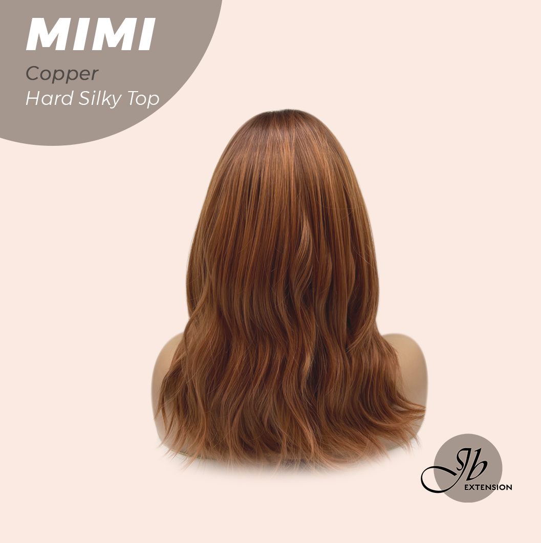 HOT OF SEASON - 16 Inches Scalpiana 3.5X4 Hard Silky Top Natural Scalp Effect Copper Body Wave Wig With Bangs Wig MIMI SILK TOP COPPER