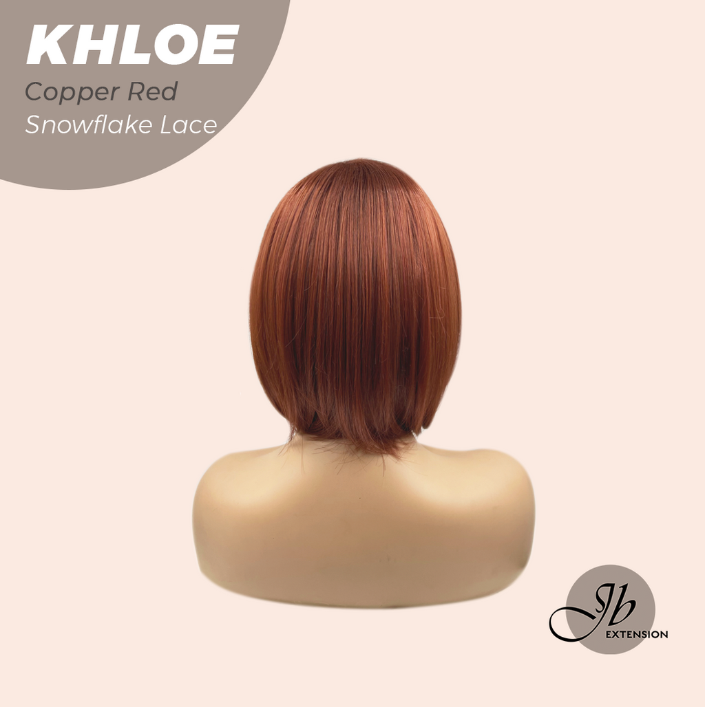HOT OF SEASON - 12 Inches Bob Cut Copper Red Pre-Cut Snowflake Lace Frontlace Glueless Wig KHLOE COPPER RED【PERMATEASE】【BENDY EAR TABS】