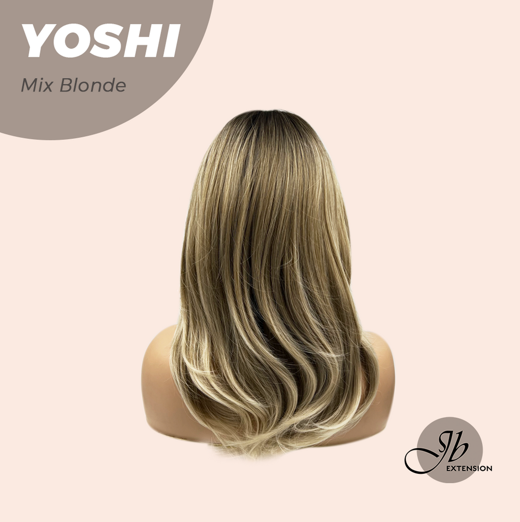 JBEXTENSION 18 Inches Hush Cut Mix Blonde Wig With Bangs YOSHI MIX BLONDE