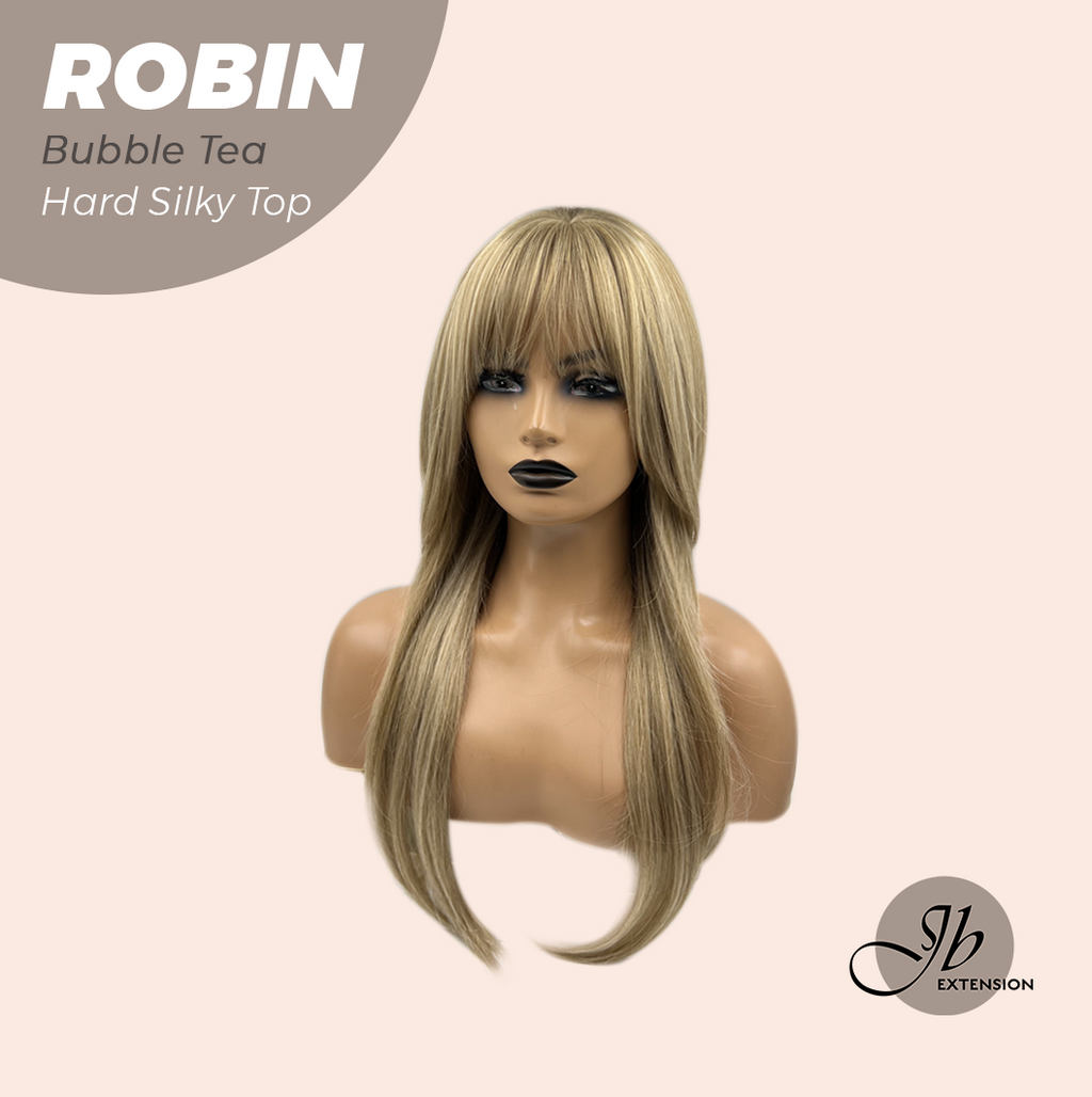 JBEXTENSION 22 Inches Scalpiana Bubble Tea Wolf Cut 3.5X4 Hard Silky Top Natural Scalp Effect Wig ROBIN BUBBLE TEA