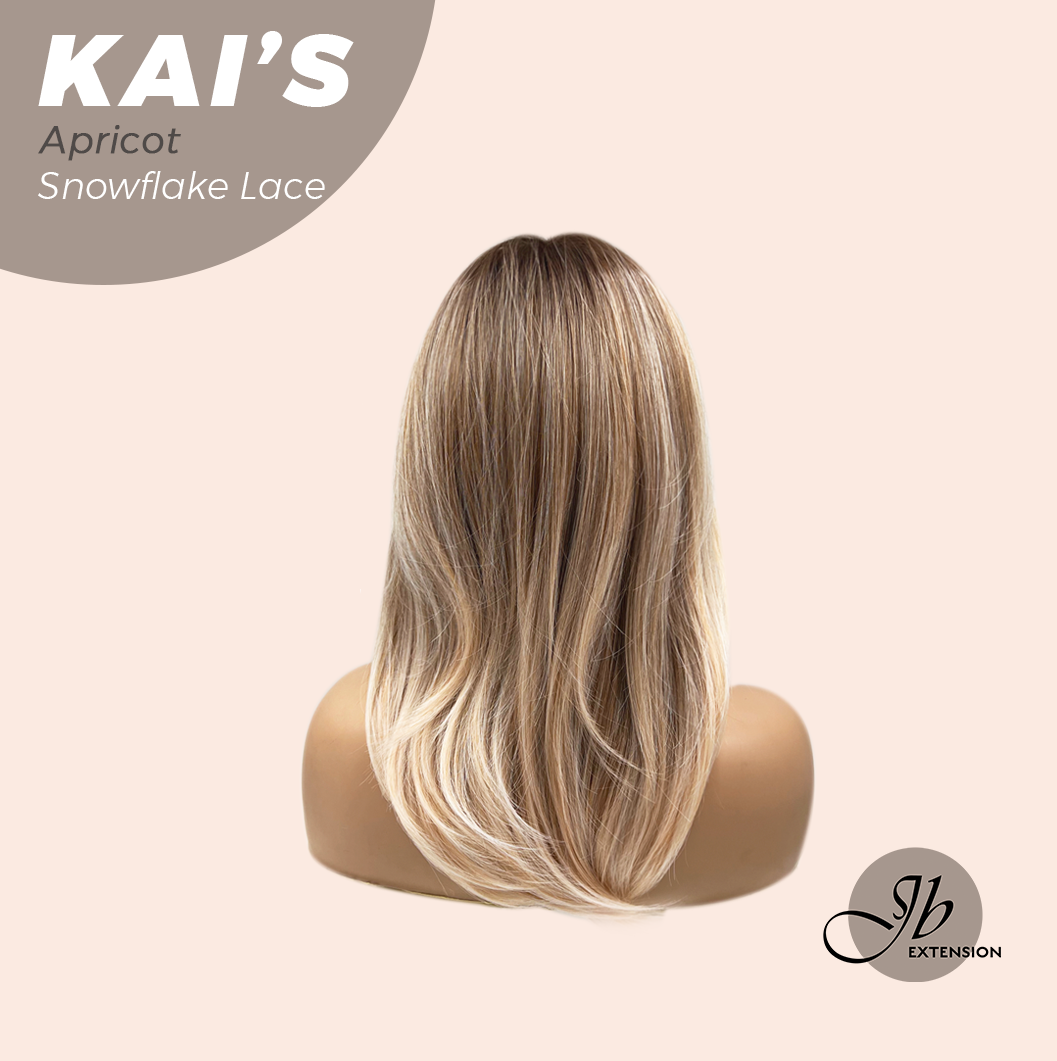 JBEXTENSION 18 Inches Apricot Pre-Cut Snowflake Lace Frontlace Glueless Wig KAI'S APRICOT【PERMATEASE】【BENDY EAR TABS】