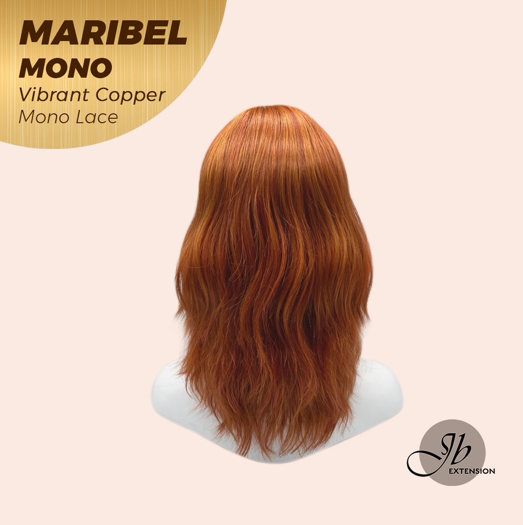 JBEXTENSION MARIBEL MONO VIBRANT COPPER Monofilament Handmade Wig 6X5 Full Monofilament Hand Tied Top Wig 16 Inches Vibrant Copper Wave Mono Lace Wig With Anti-slip Silicone Strips Glueless Wig MARIBEL MONO VIBRANT COPPER【BENDY EAR TABS】