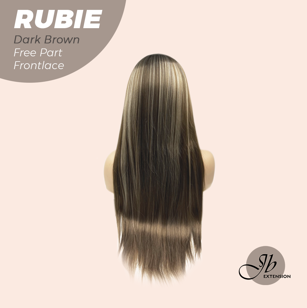 Get the Influencer Look with 30 Inches Dark Brown With Highlight Long Straight Fiber X-RUBIE DARK BROWN