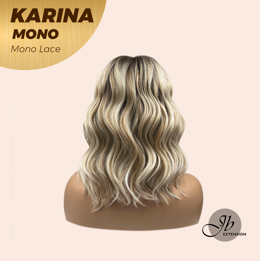 JBEXTENSION KARINA MONO Full Monofilament Handmade Full Lace Full Hand Tied Wig 14 Inches Blonde Mono Lace Handmade Futura Fiber Wig Glueless Wig KARINA MONO【BENDY EAR TABS】