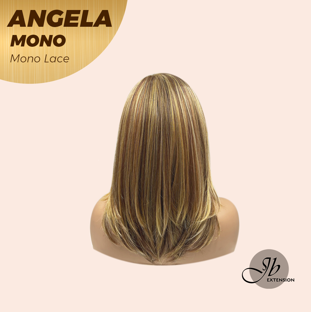 JBEXTENSION ANGELA MONO Monofilament Handmade Wig 6X5 Full Monofilament Hand Tied Top Wig 16 Inches Crème Caramel Mono Lace Wig With Anti-slip Silicone Strips Glueless Wig ANGELA MONO【BENDY EAR TABS】