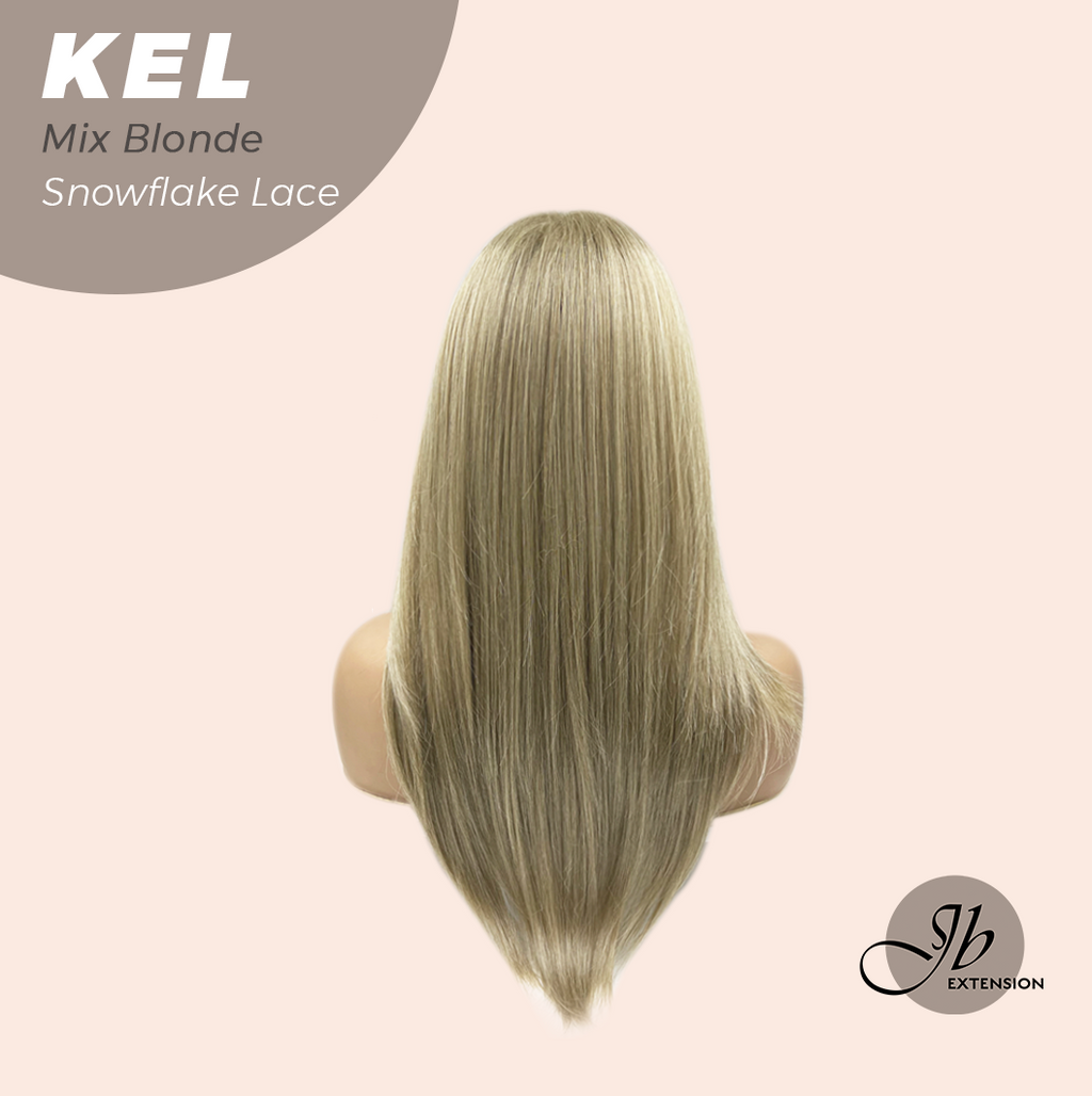 JBEXTENSION 22 Inches Mix Blonde Pre-Cut Snowflake Lace Frontlace Glueless Wig KEL MIX BLONDE【PERMATEASE】【BENDY EAR TABS】- S/M