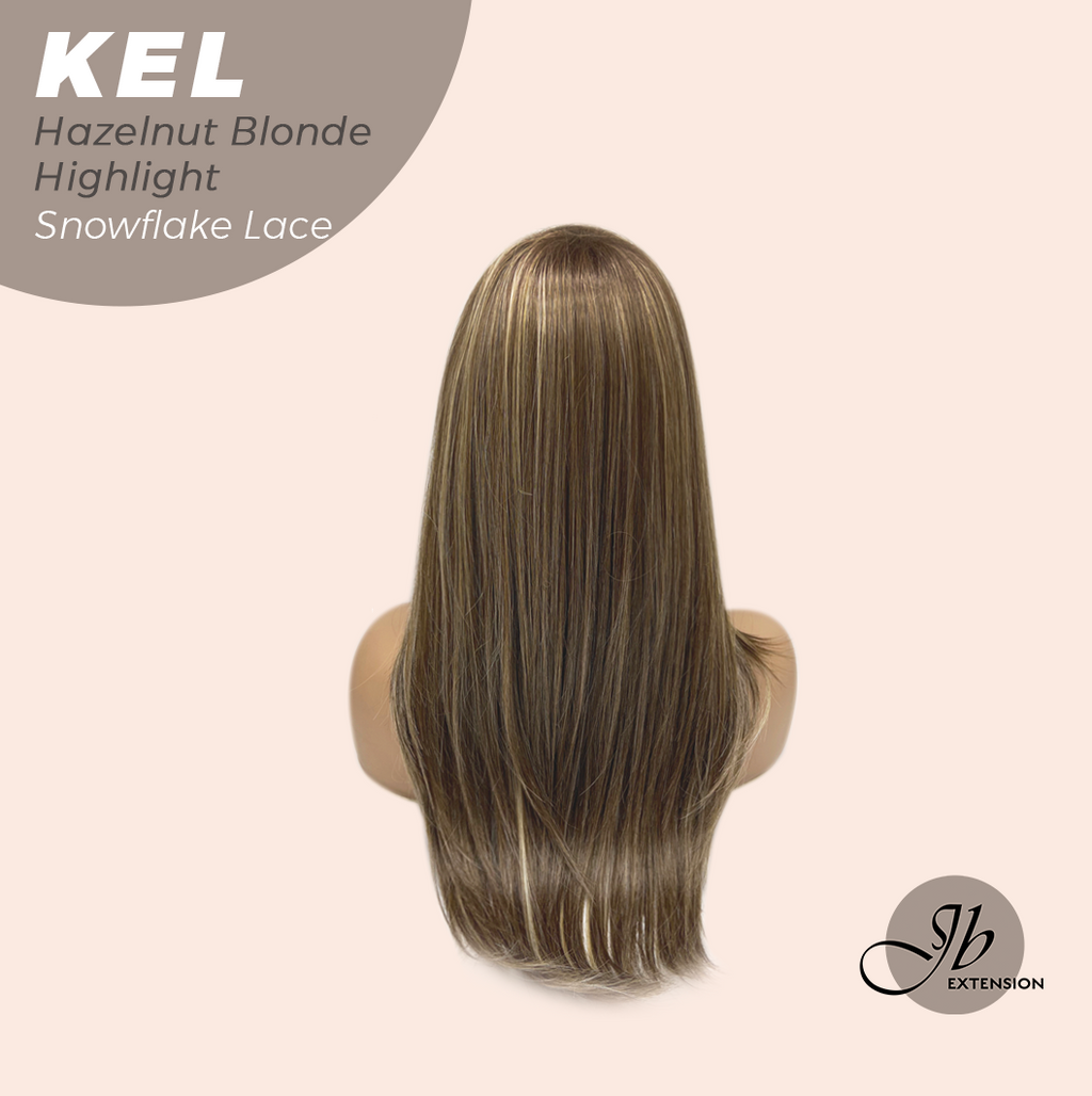 [PRE-ORDER] JBEXTENSION 22 Inches Hazelnut Blonde Highlight Pre-Cut Snowflake Lace Frontlace Glueless Wig KEL HAZELNUT【PERMATEASE】【BENDY EAR TABS】