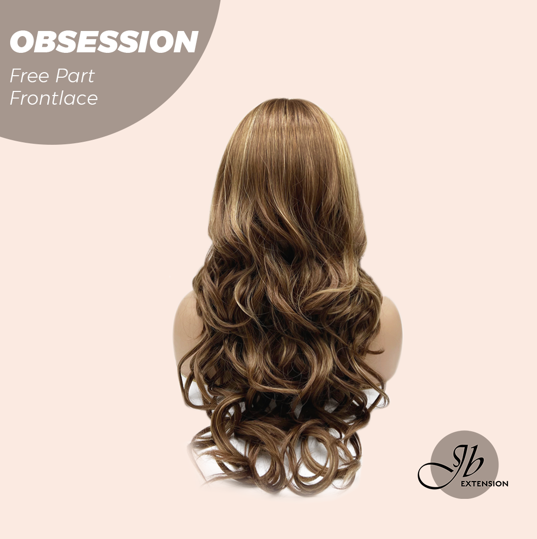 Nichole's Selection - 24 Inches Brown With Highlight Wave 13X6 Pre-Cut Free Part Frontlace Glueless Wig OBSESSION