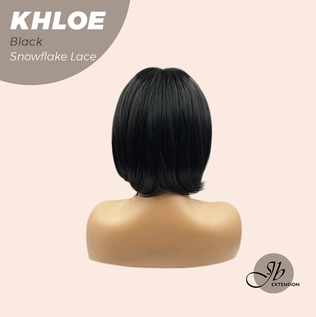 Nichole's Selection -12 Inches Bob Cut Black Pre-Cut Snowflake Lace Frontlace Glueless Wig KHLOE BLACK【PERMATEASE】【BENDY EAR TABS】