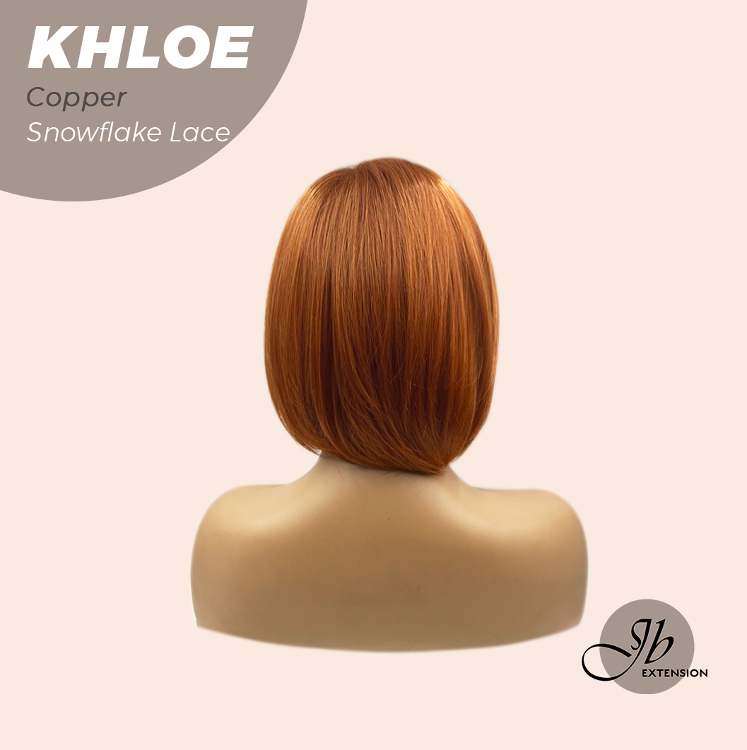 HOT OF SEASON - 12 Inches Bob Cut Copper Pre-Cut Snowflake Lace Frontlace Glueless Wig KHLOE COPPER【PERMATEASE】【BENDY EAR TABS】