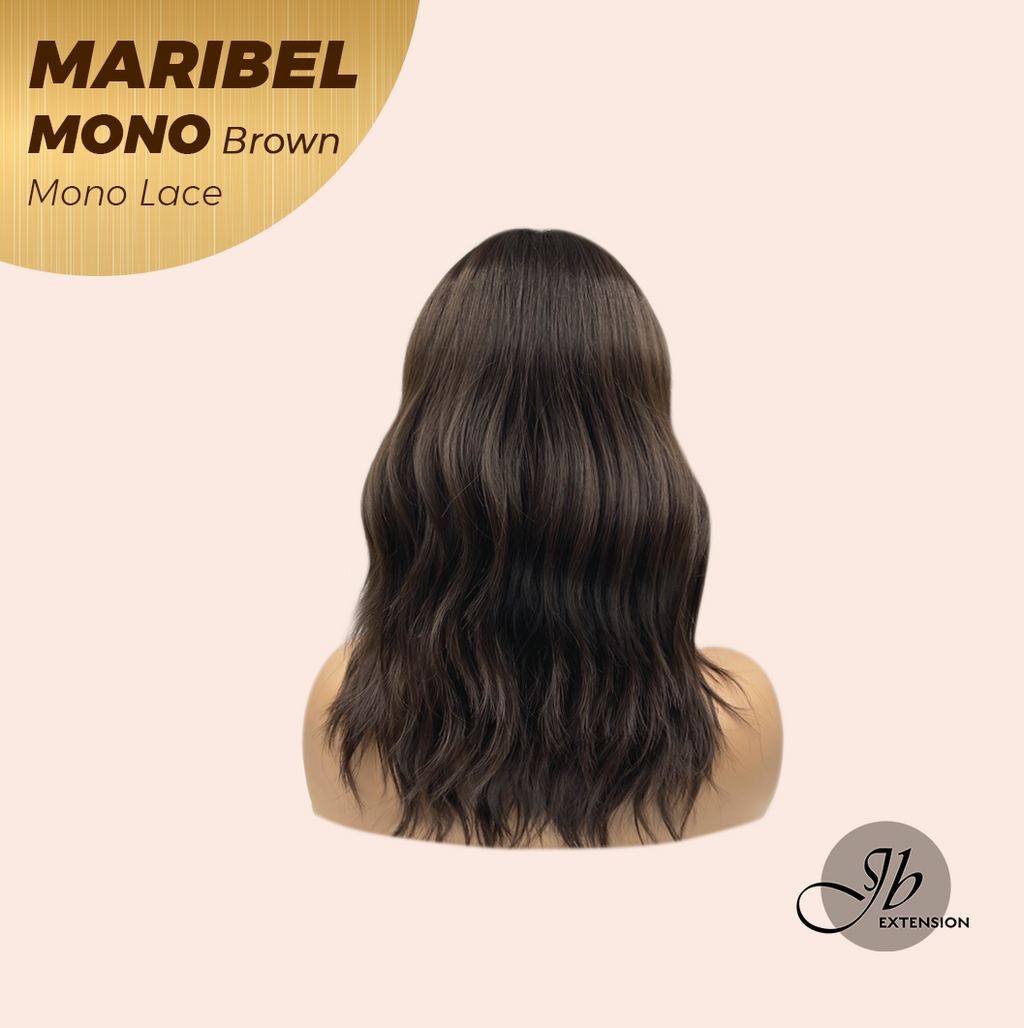 JBEXTENSION MARIBEL MONO Monofilament Handmade Wig 6X5 Full Monofilament Hand Tied Top Wig 16 Inches Brown Wave Mono Lace Wig With Anti-slip Silicone Strips Glueless Wig MARIBEL MONO BROWN【BENDY EAR TABS】