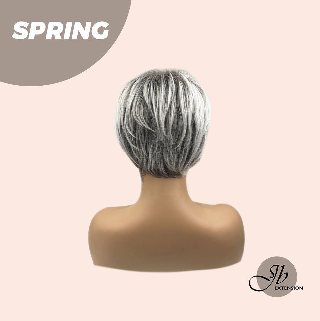 Rachel's Pick-Get Pixie Cut Silver Half Real Human Hair Half Futura Fiber Fashion Women Wig SPRING