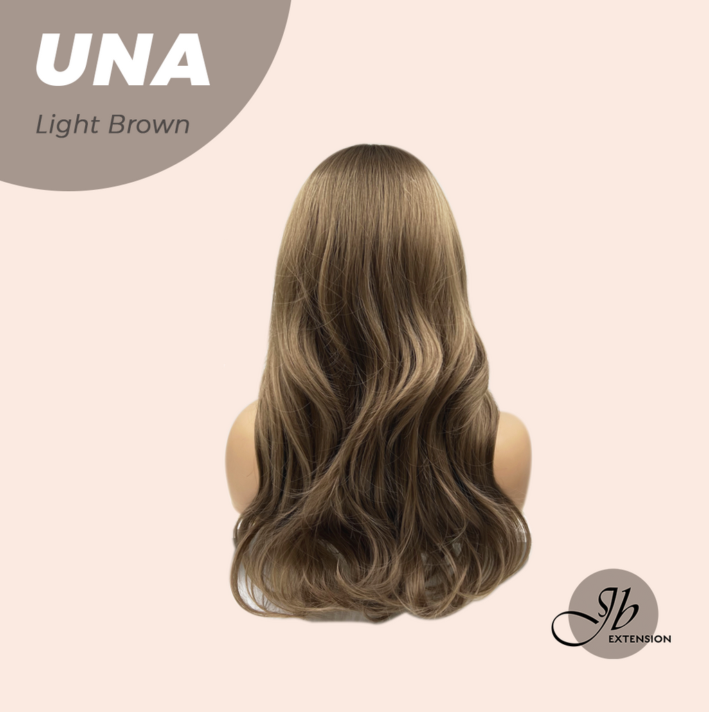 JBEXTENSION 22 Inches Light Brown Wave With Bangs Wig UNA LIGHT BROWN