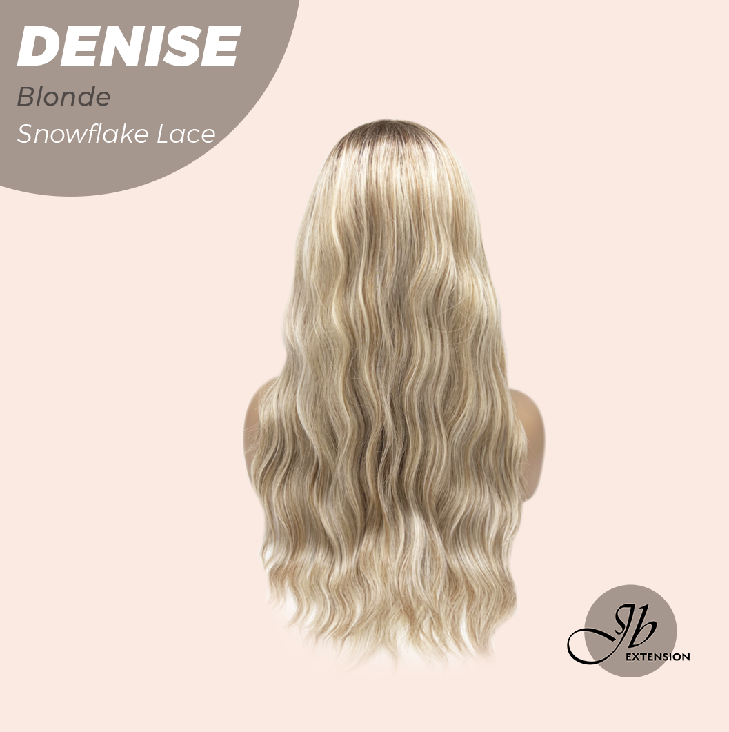 JBEXTENSION 24 Inches Blonde Wave Pre-Cut Snowflake Lace Frontlace Glueless Wig DENISE BLONDE【PERMATEASE】【BENDY EAR TABS】- M/L