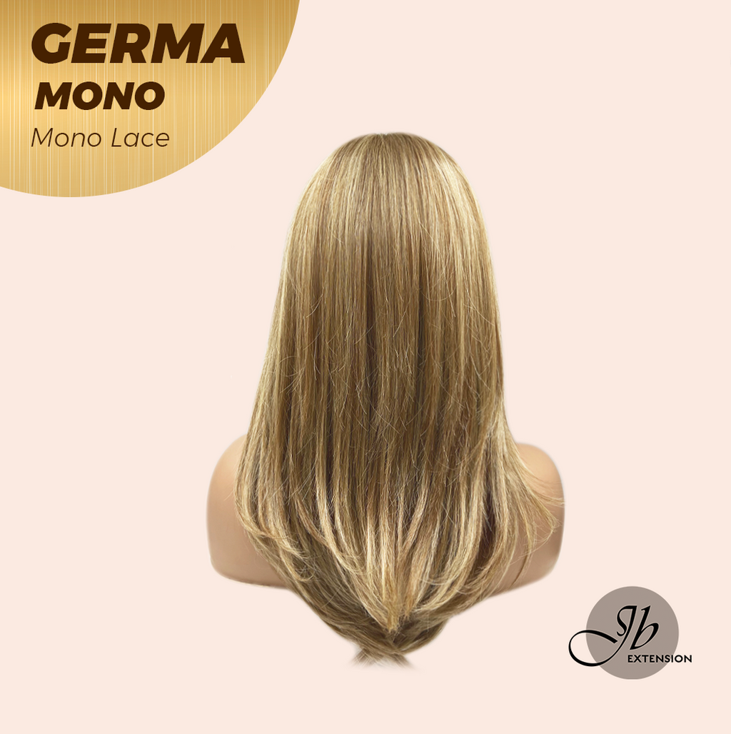 JBEXTENSION GERMA MONO Full Monofilament Handmade Full Lace Full Hand Tied Wig 20 Inches Honey Blonde Mono Lace Handmade Futura Fiber Wig Glueless Wig GERMA MONO【BENDY EAR TABS】