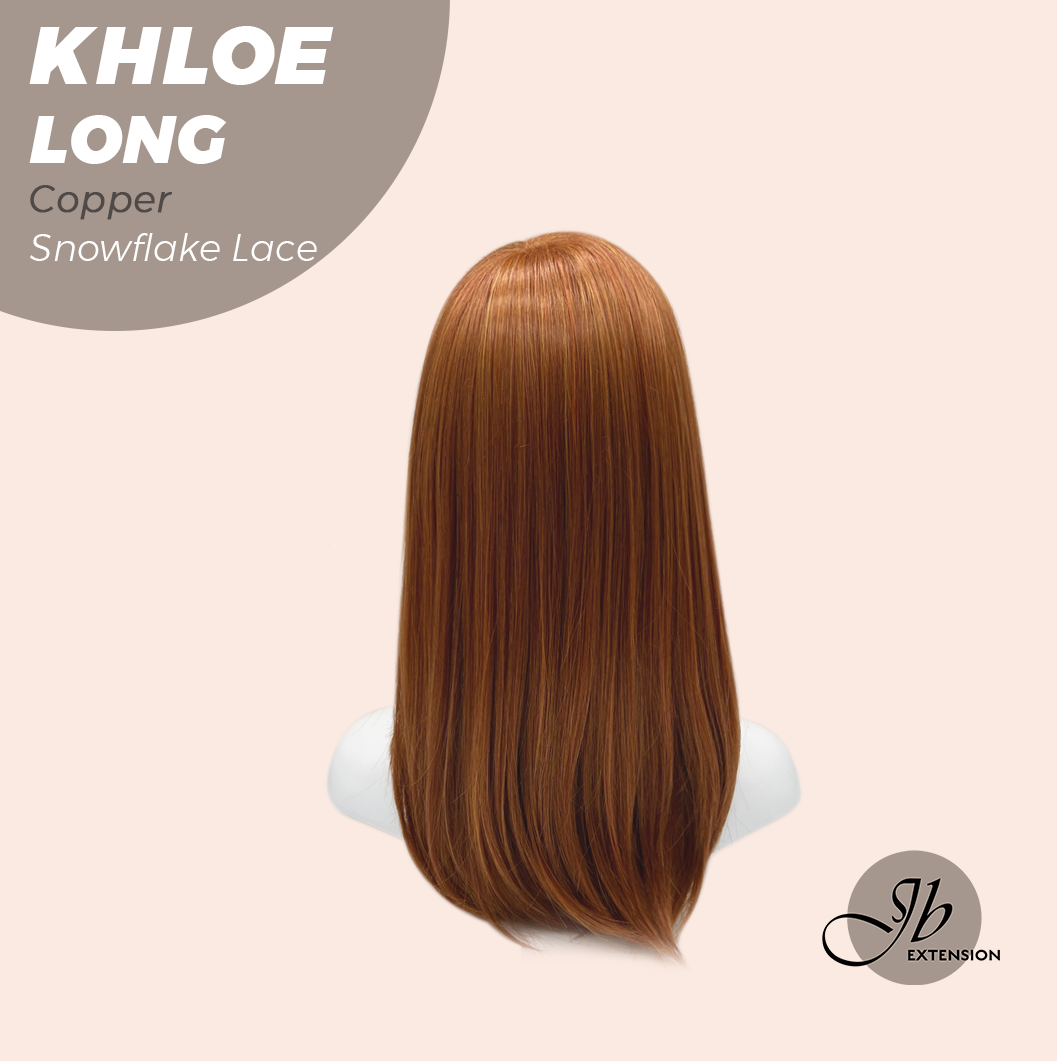 JBEXTENSION 18 Inches Copper Pre-Cut Snowflake Lace Frontlace Glueless Wig KHLOE LONG COPPER【PERMATEASE】【BENDY EAR TABS】