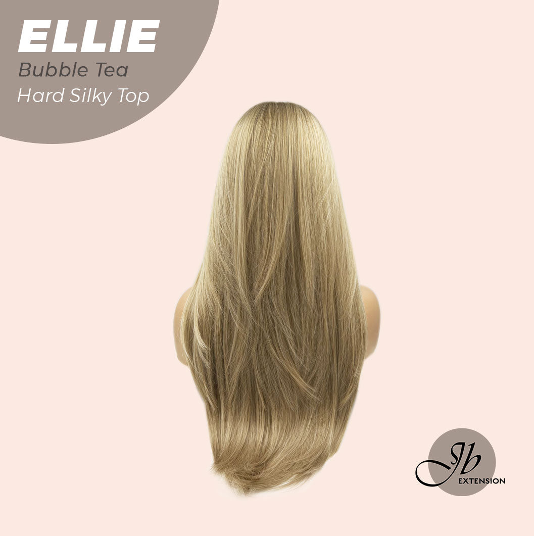 JBEXTENSION 26 Inches Scalpiana Bubble Tea Wolf Cut 3.5X4 Hard Silky Top Natural Scalp Effect Wig With Bangs ELLIE BUBBLE TEA Silk Top