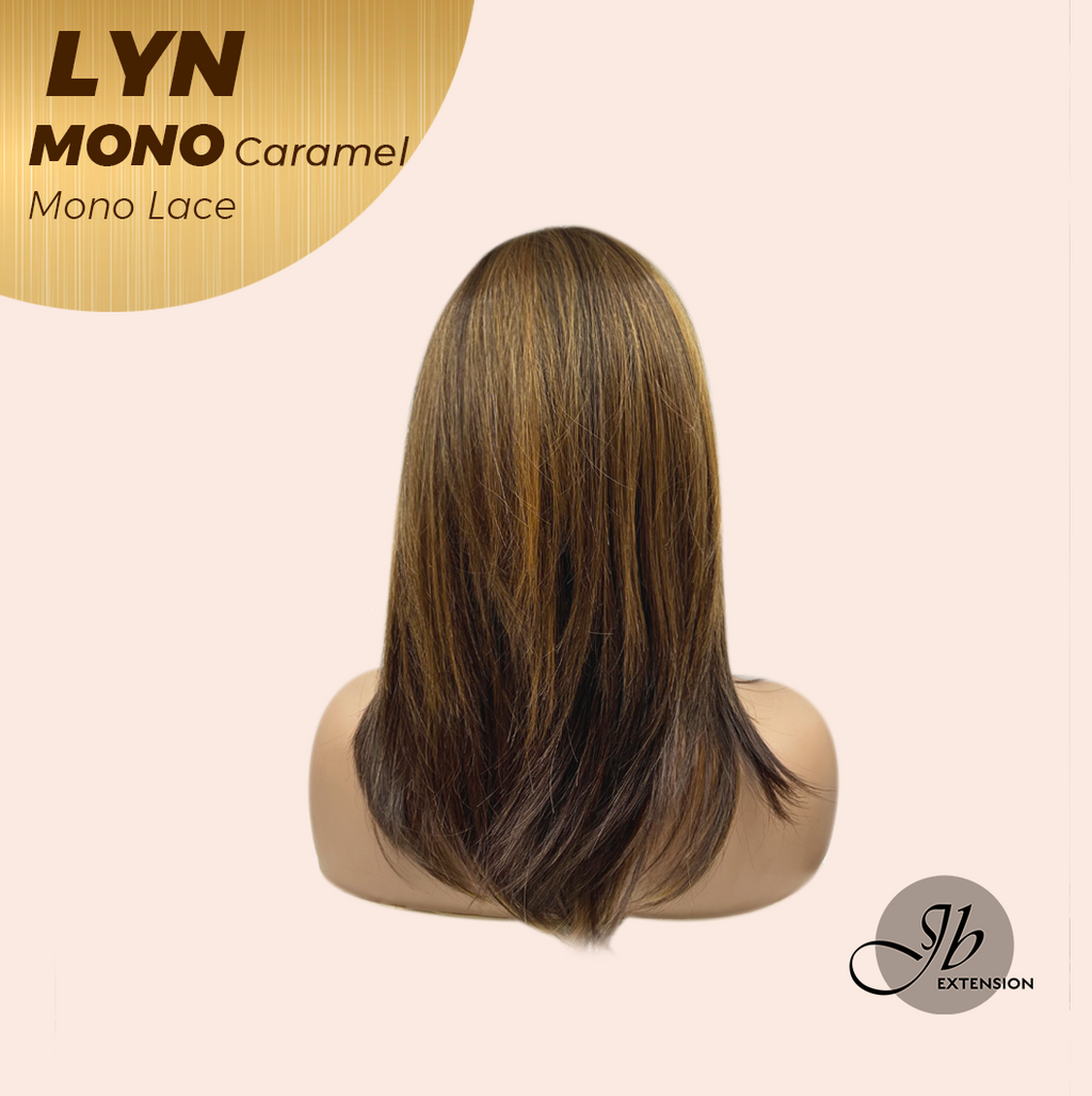 JBEXTENSION LYN MONO Partial Monofilament Wig 17 Inches Caramel Partial Mono Lace Glueless Wig LYN MONO CARAMEL【BENDY EAR TABS】