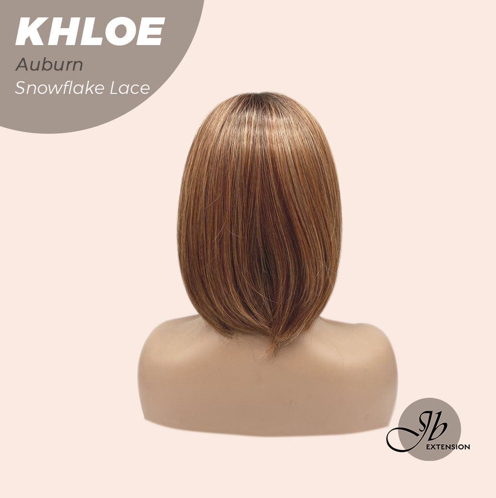 JBEXTENSION 12 Inches Bob Cut Auburn Pre-Cut Snowflake Lace Frontlace Glueless Wig KHLOE AUBURN【PERMATEASE】【BENDY EAR TABS】- M/L