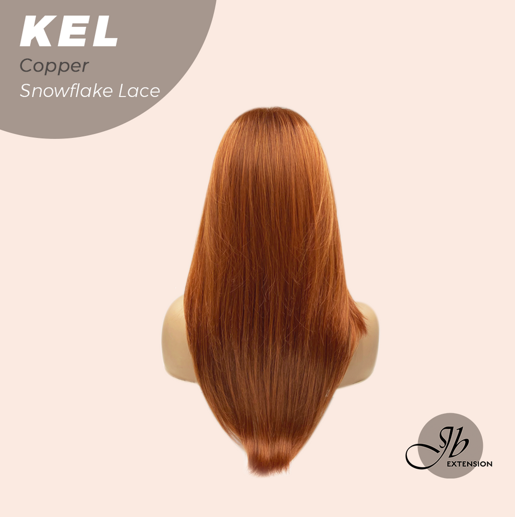 JBEXTENSION 22 Inches Copper Pre-Cut Snowflake Lace Frontlace Glueless Wig KEL COPPER【PERMATEASE】【BENDY EAR TABS】- S/M