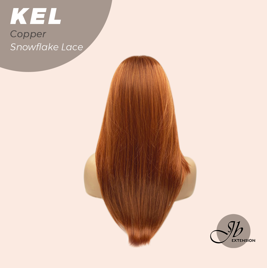 JBEXTENSION 22 Inches Copper Pre-Cut Snowflake Lace Frontlace Glueless Wig KEL COPPER【PERMATEASE】【BENDY EAR TABS】- S/M