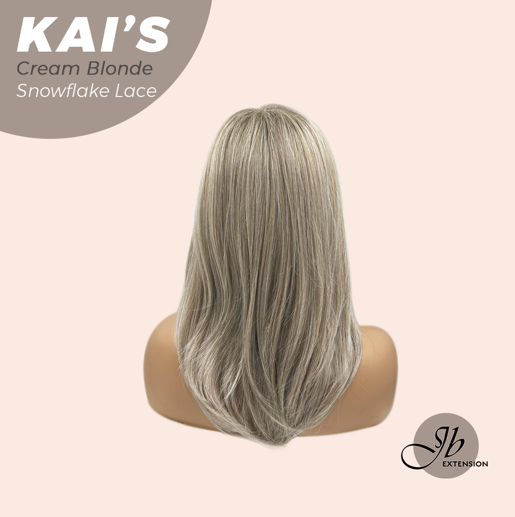 JBEXTENSION 18 Inches Cream Blonde Pre-Cut Snowflake Lace Frontlace Glueless Wig KAI'S CREAM BLONDE【PERMATEASE】【BENDY EAR TABS】